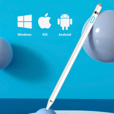 Активний стилус для письма та малювання, ємнісний, металевий, білий.